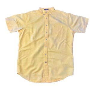 Daniel Cremieux Men's Silk Linen Blend Button Shirt Yellow L